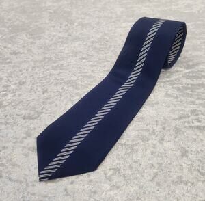Authentic PANCALDI Mens Blue & White Stripped Tie-100% Silk